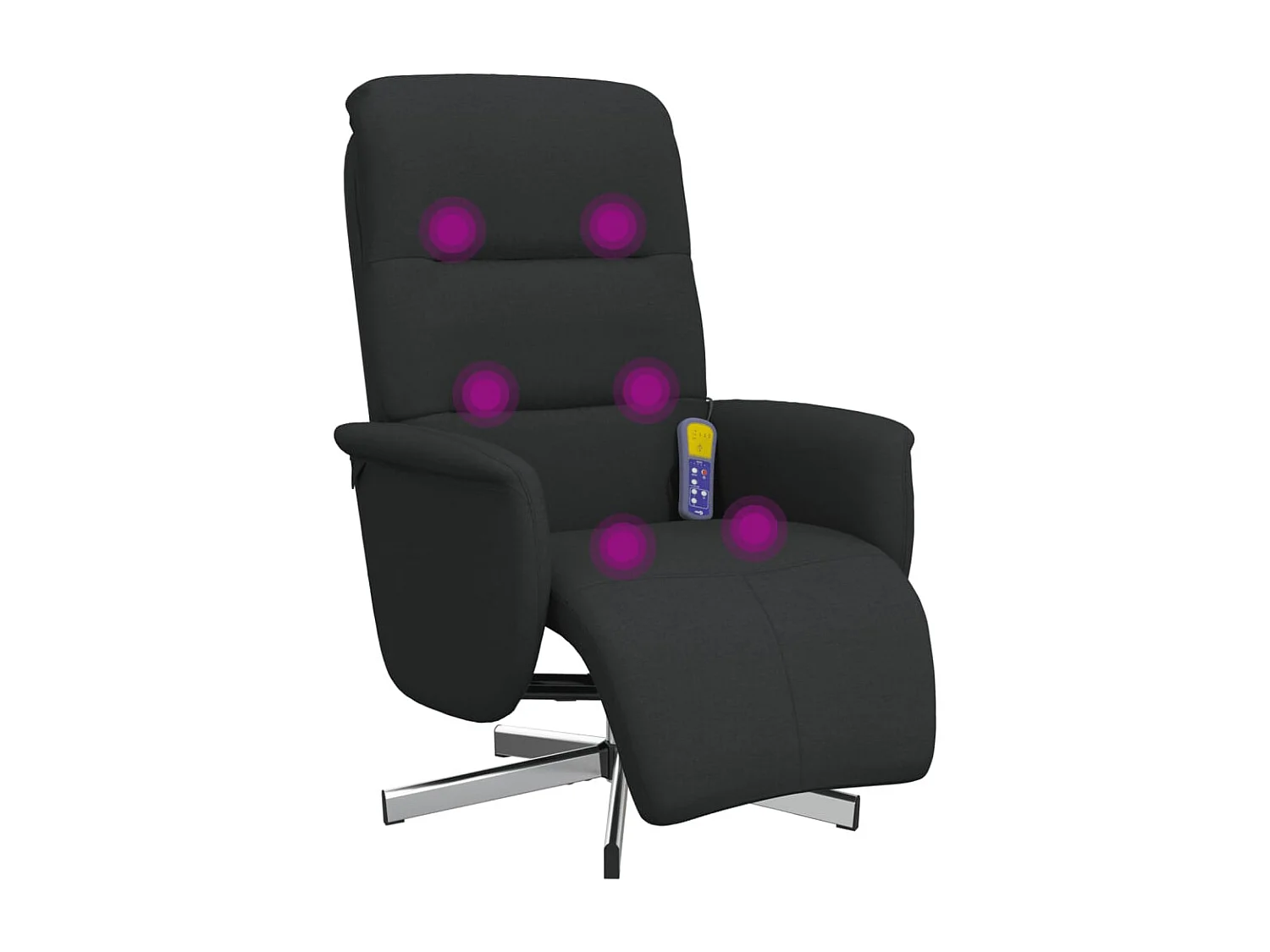 Fauteuil inclinable de massage avec repose-pieds noir tissu SHL993