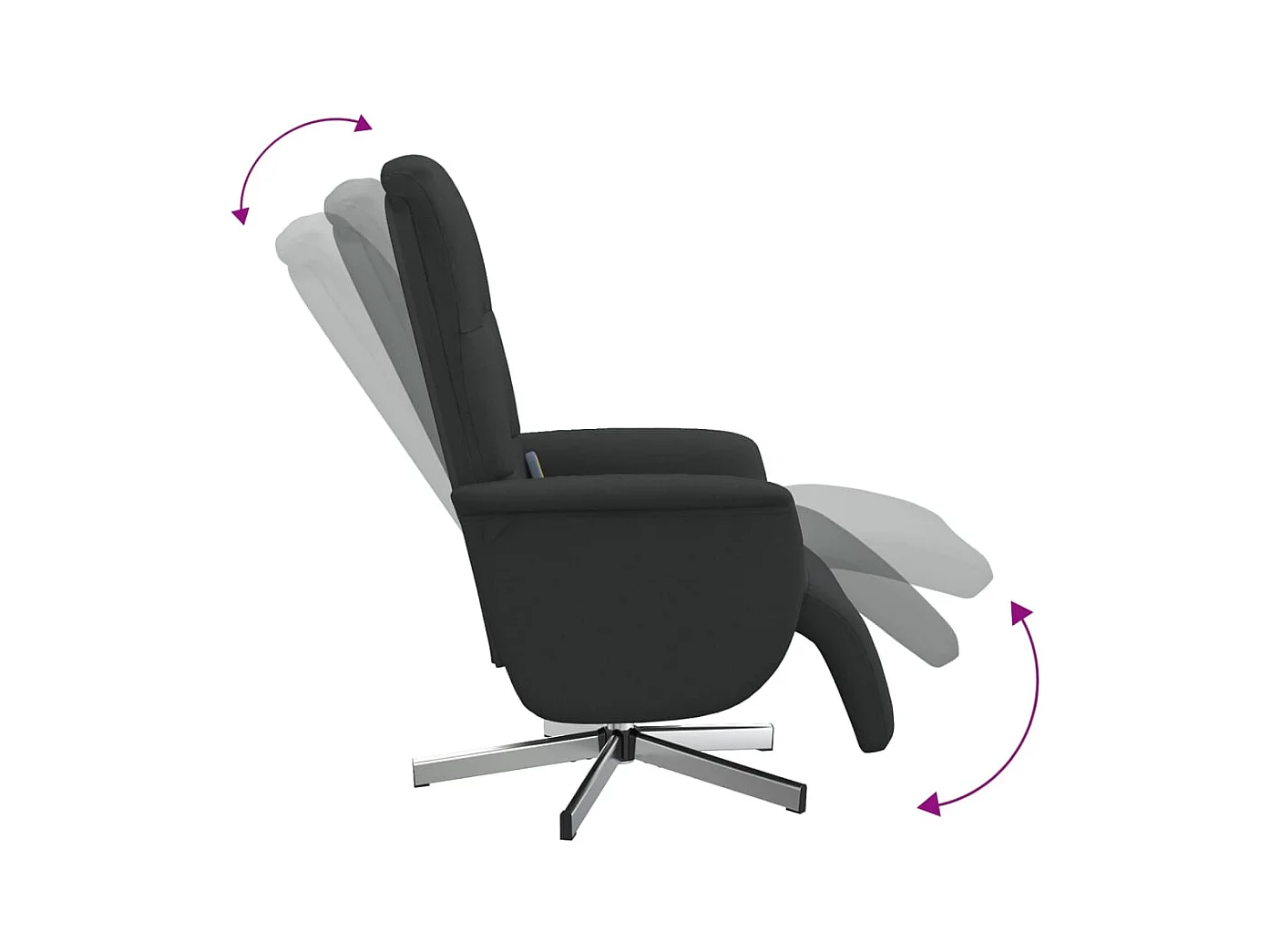 Sillón de relax | Sillón reclinable de masaje con reposapiés tela negra SHL4979