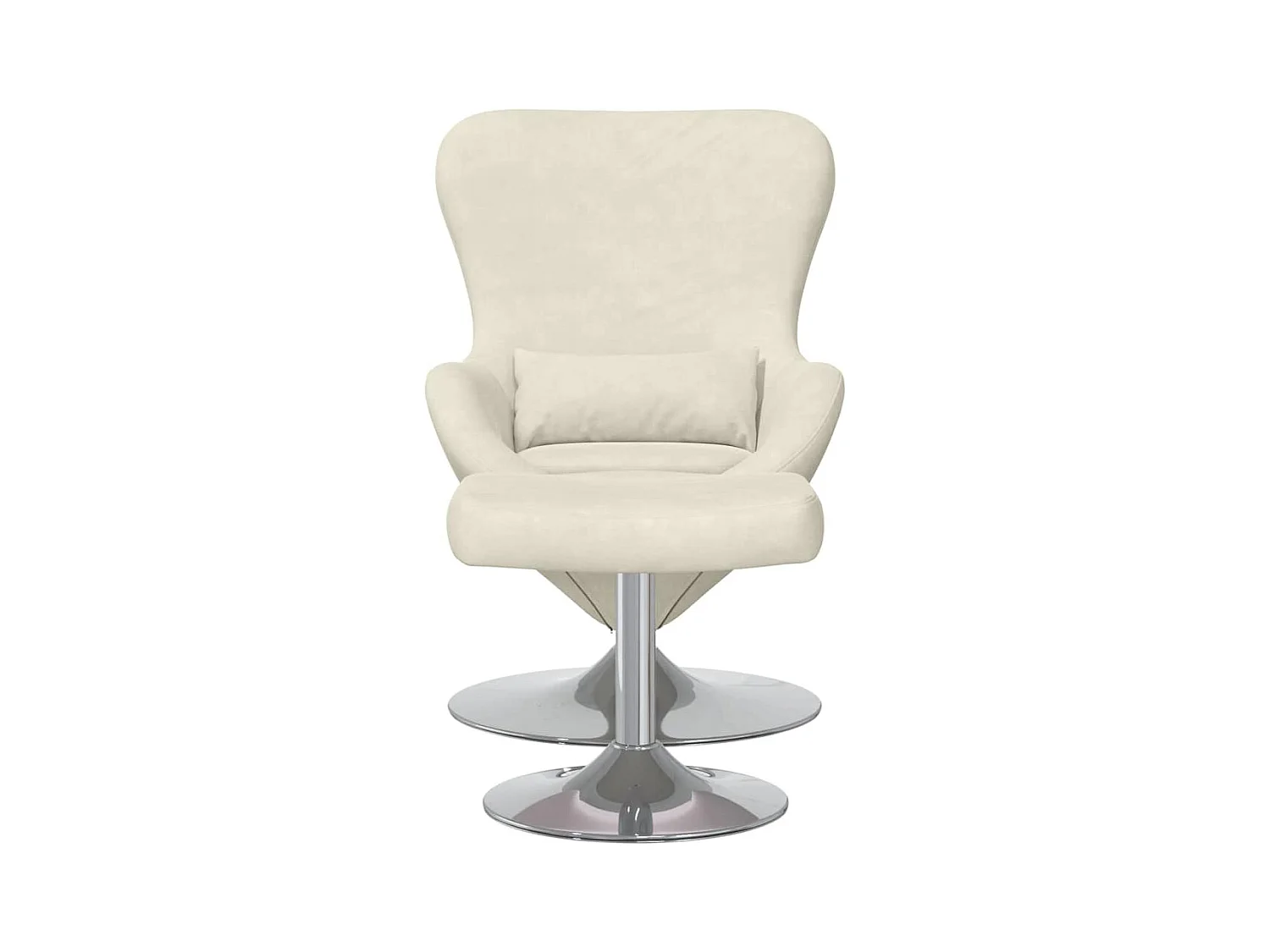 Silla de relax | Sillón Huevo con Puff Crema 63x73x90 cm Terciopelo SHL8609