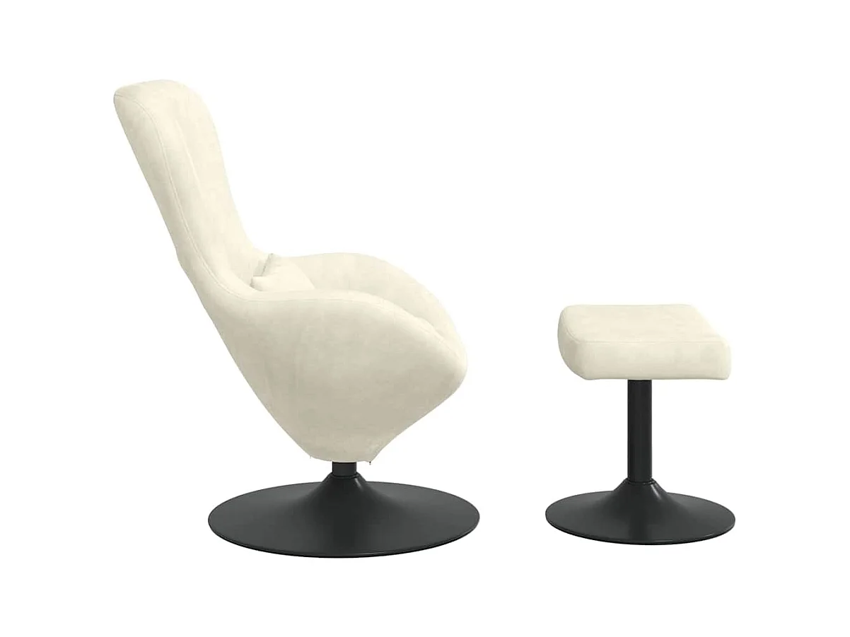 Silla de relax | Sillón Huevo con Puff Crema 63x73x90 cm Terciopelo SHL8609