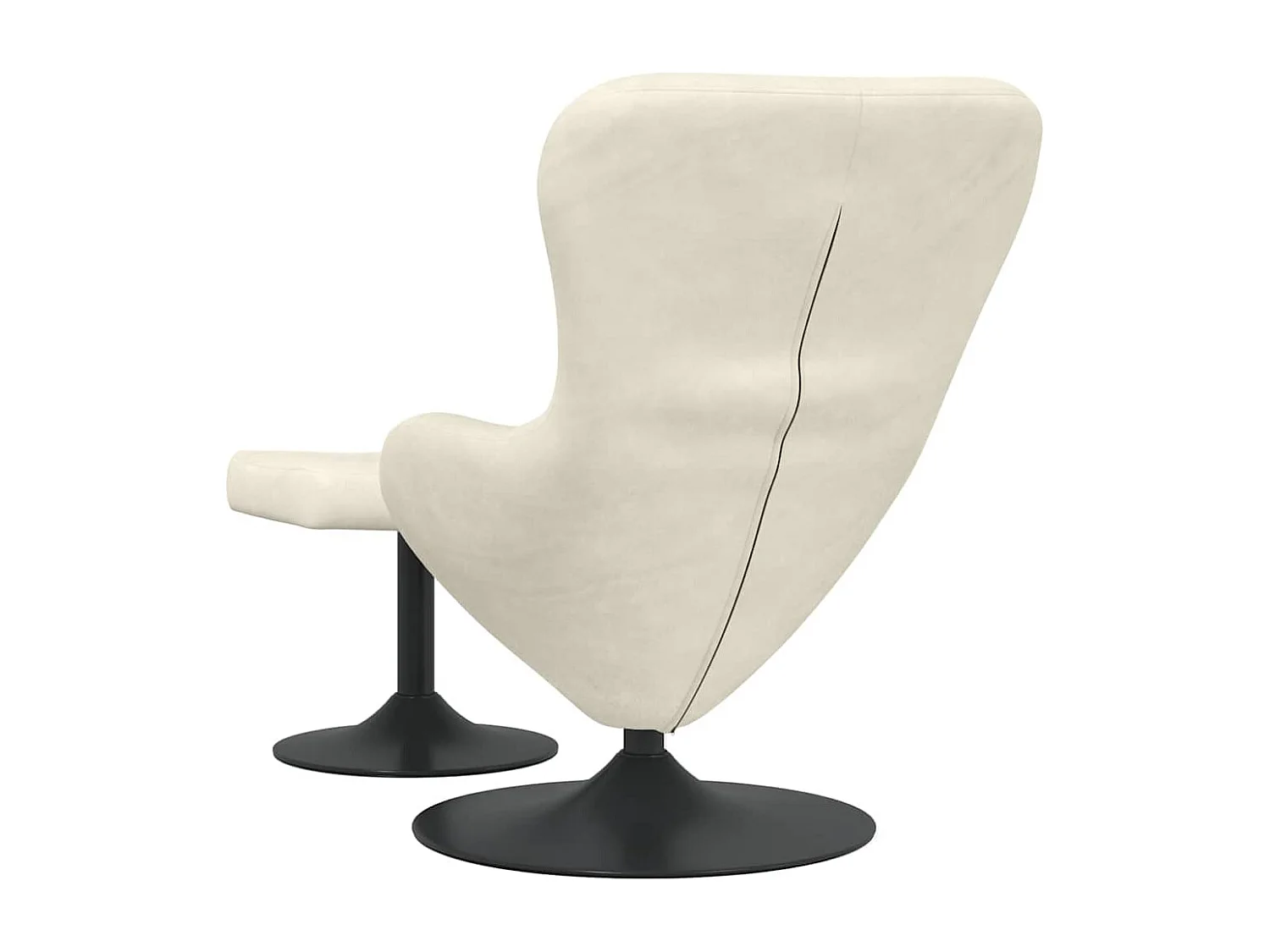 Silla de relax | Sillón Huevo con Puff Crema 63x73x90 cm Terciopelo SHL8609