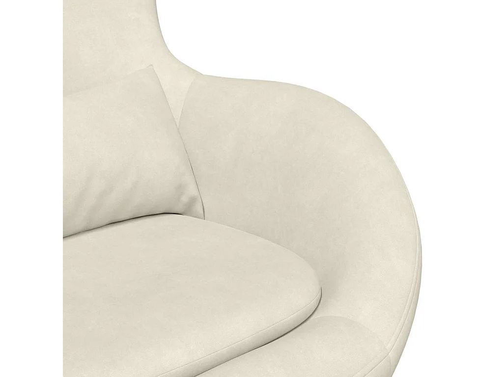 Silla de relax | Sillón Huevo con Puff Crema 63x73x90 cm Terciopelo SHL8609