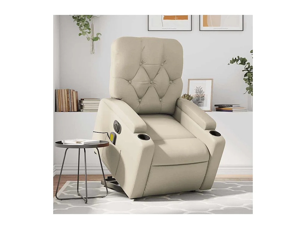 Sillón de salón | Silla | Sillón de masaje elevable eléctrico cuero sintético crema SHL8098
