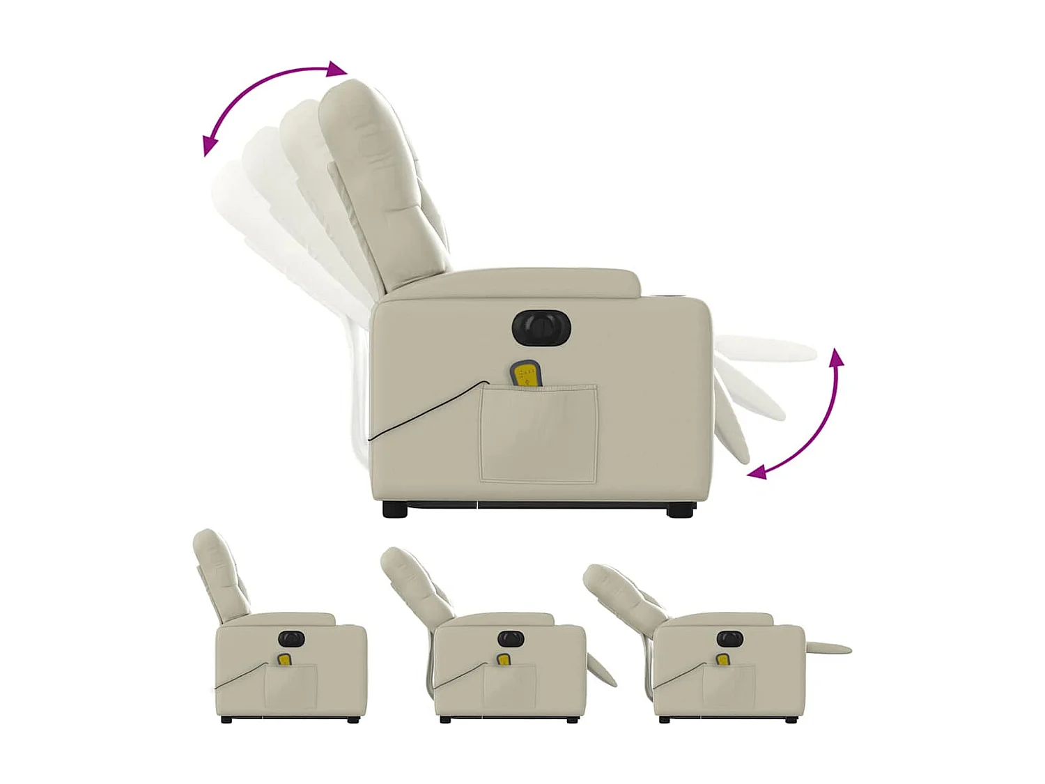 Massagesessel mit Aufstehhilfe Elektrisch Creme Kunstleder SHL82105