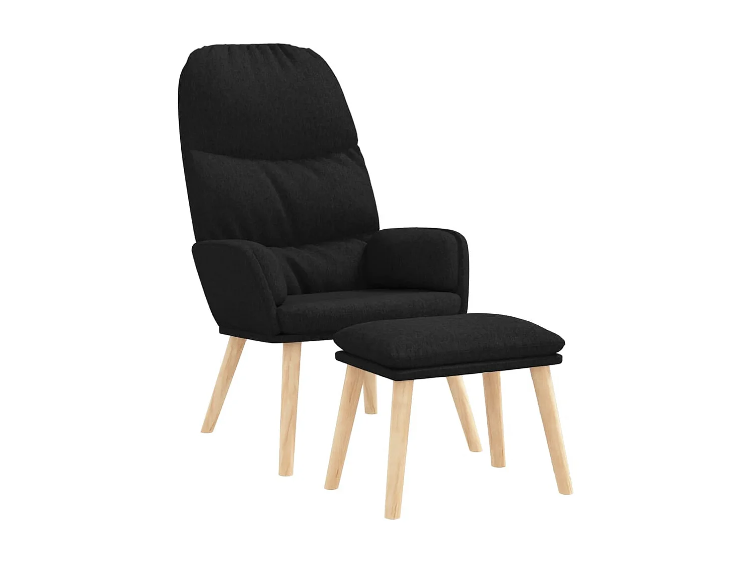Chaise de relaxation moderne avec tabouret-Fauteuil de Salon Noir Tissu SHL4524