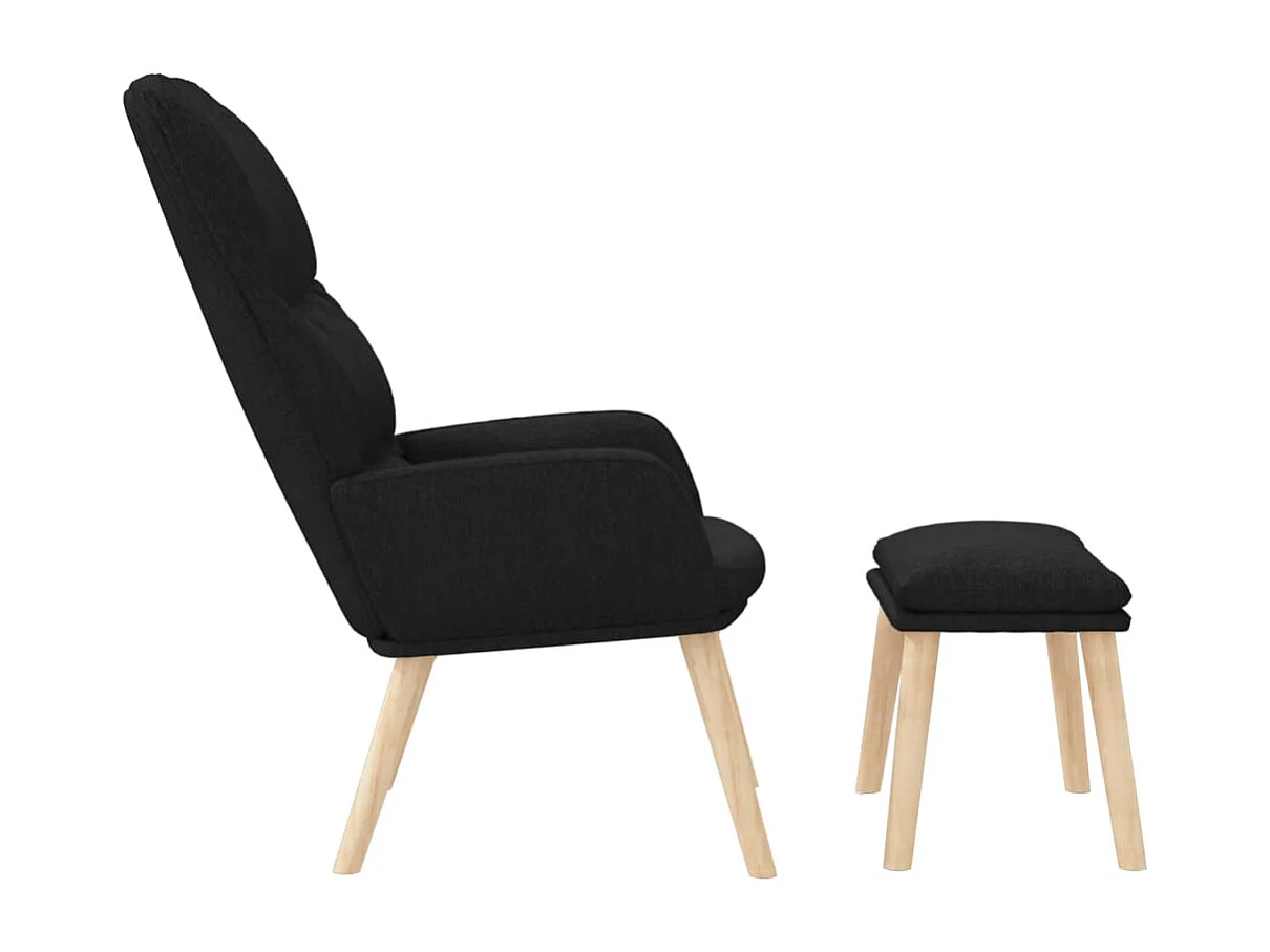 Chaise de relaxation moderne avec tabouret-Fauteuil de Salon Noir Tissu SHL4524