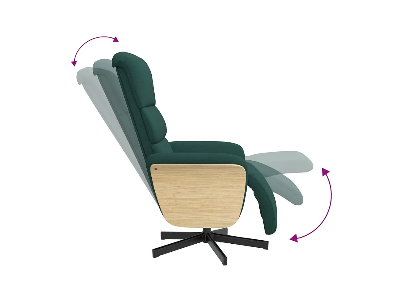 Poltrona | Cadeira Relax | Cadeira reclinável com apoio de pés tecido tecido verde-escuro SHL857860