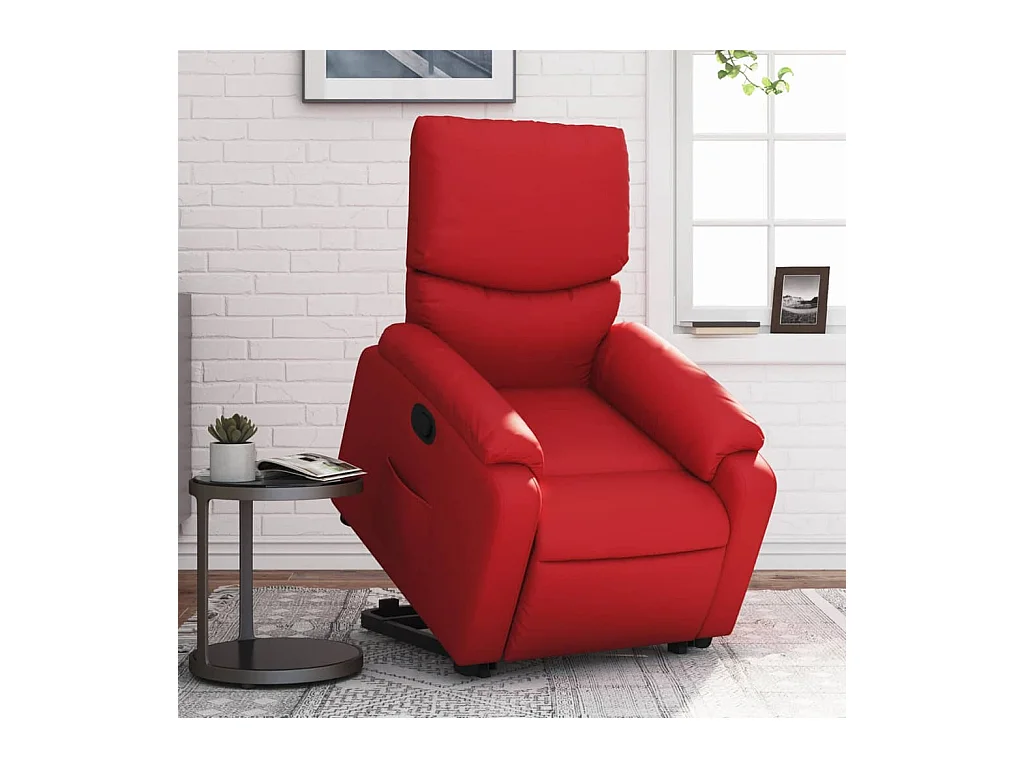 Sillón de relax | Sillón reclinable elevable cuero artificial rojo SHL9432