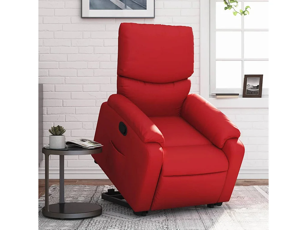 Fauteuil inclinable-Chaise de relax-Fauteuil salon Rouge Similicuir SHL1817