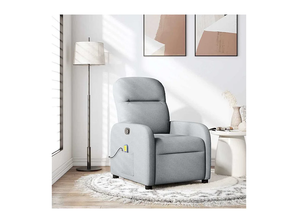Poltrona de massagens reclinável tecido cinzento-claro SHL918499