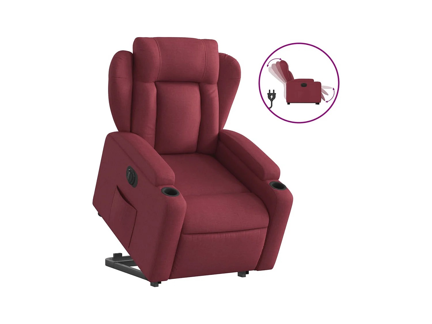 Silla de relax | Sillón eléctrico reclinable elevable de tela rojo tinto SHL8940