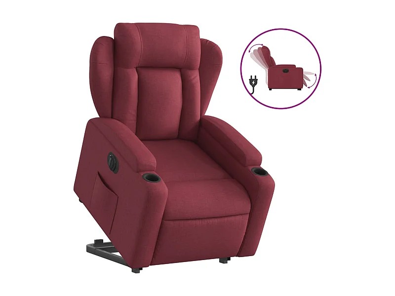 Fauteuil inclinable électrique-Chaise de relax-Fauteuil salon rouge bordeaux tissu SHL1382