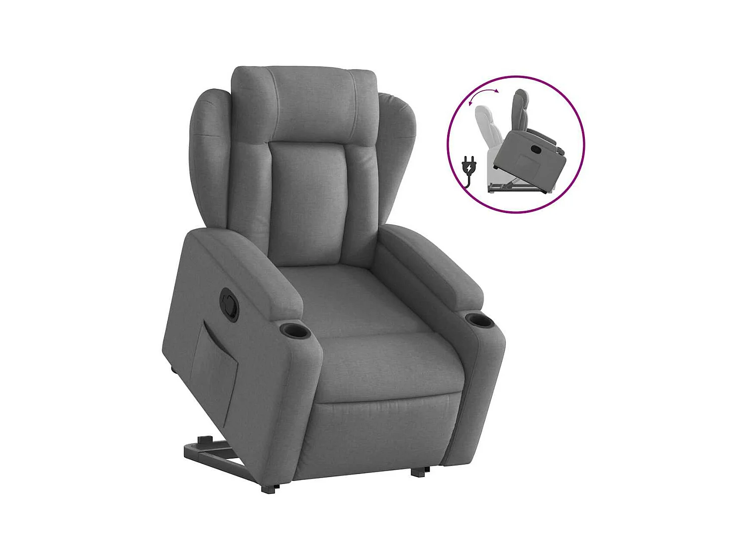 Fauteuil inclinable-Chaise de relax-Fauteuil salon Gris foncé Tissu SHL3561