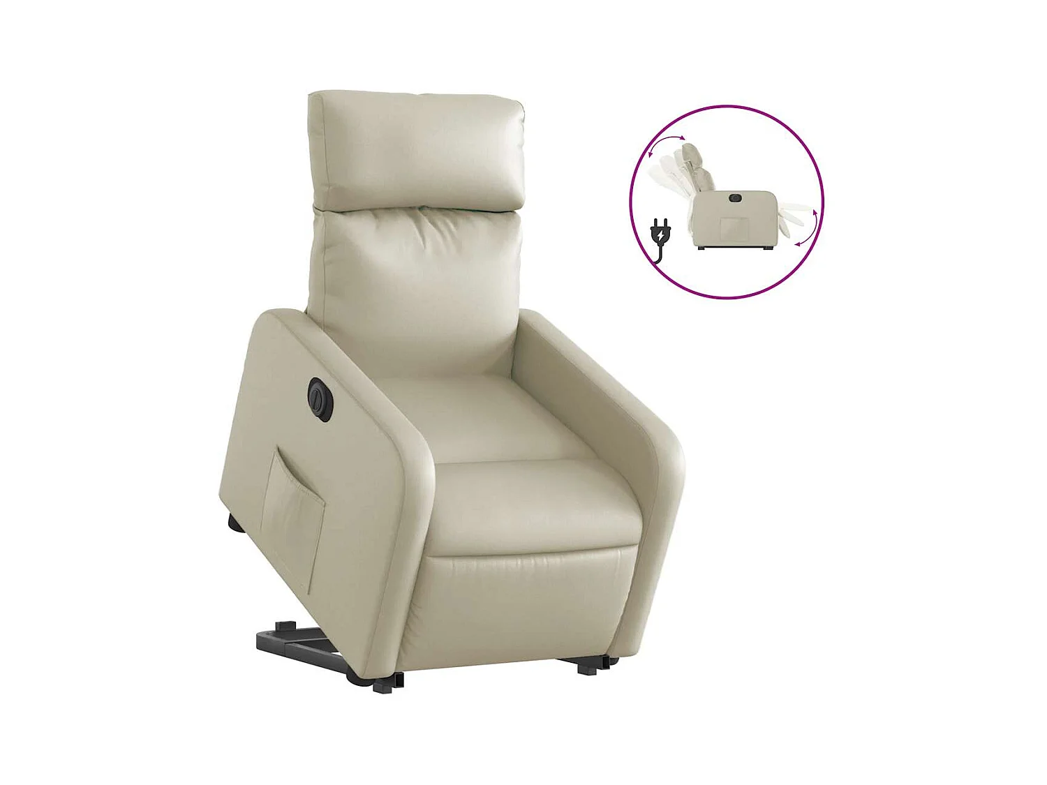 Sillón de relax | Sillón reclinable elevable eléctrico de cuero sintético crema SHL2174