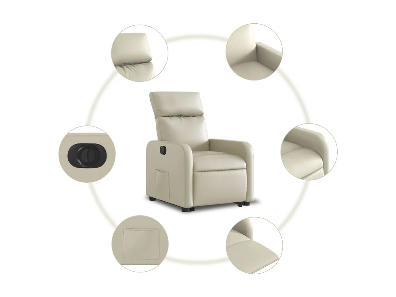Fauteuil inclinable électrique-Chaise de relax-Fauteuil salon crème similicuir SHL3545