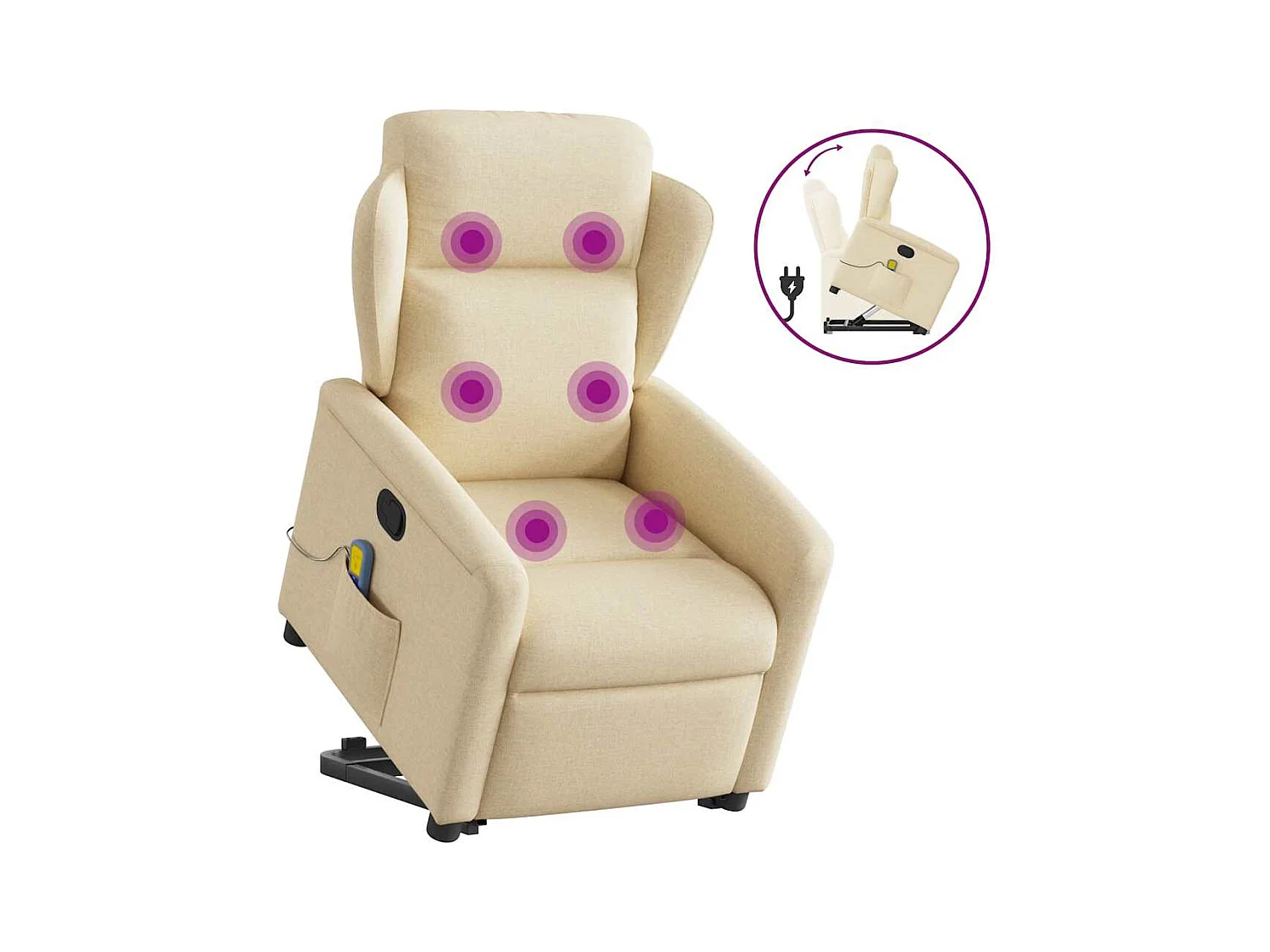 Silla de masaje reclinable de pie de tela color crema SHL5915