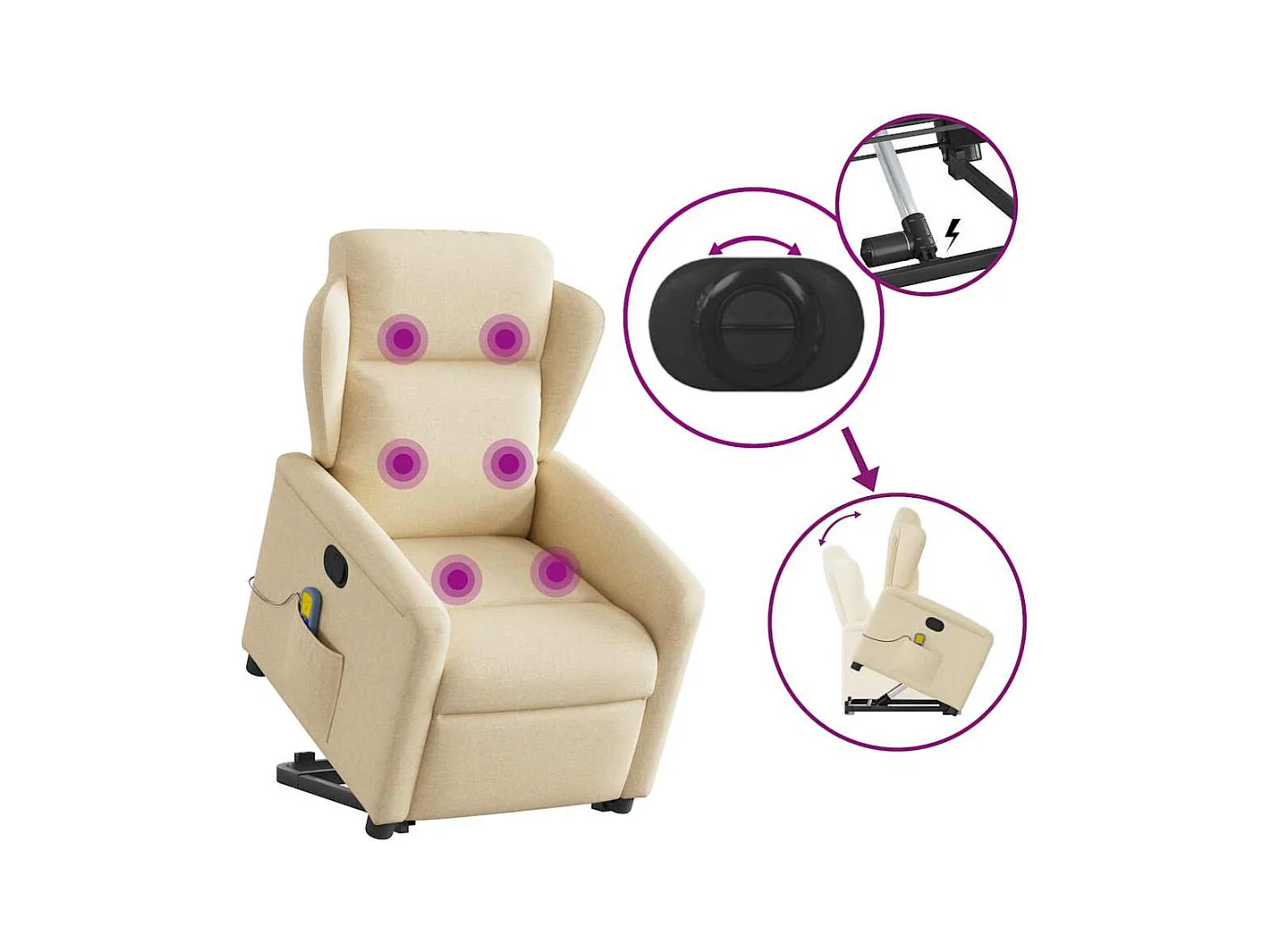 Silla de masaje reclinable de pie de tela color crema SHL5915