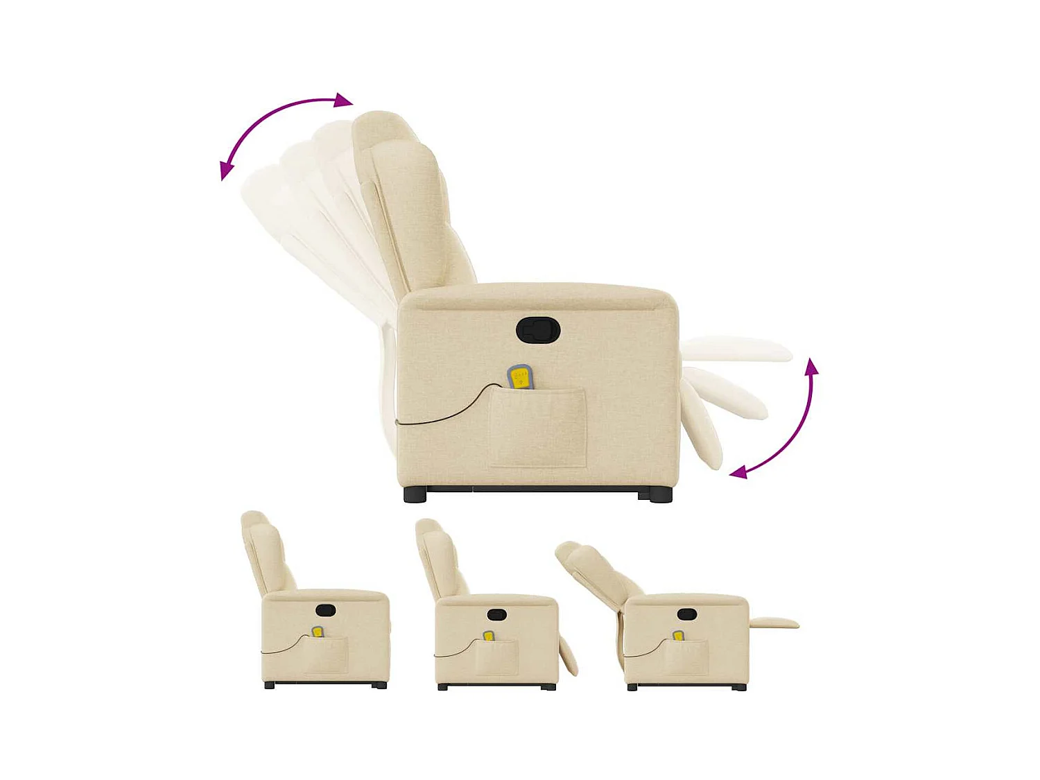 Silla de masaje reclinable de pie de tela color crema SHL5915