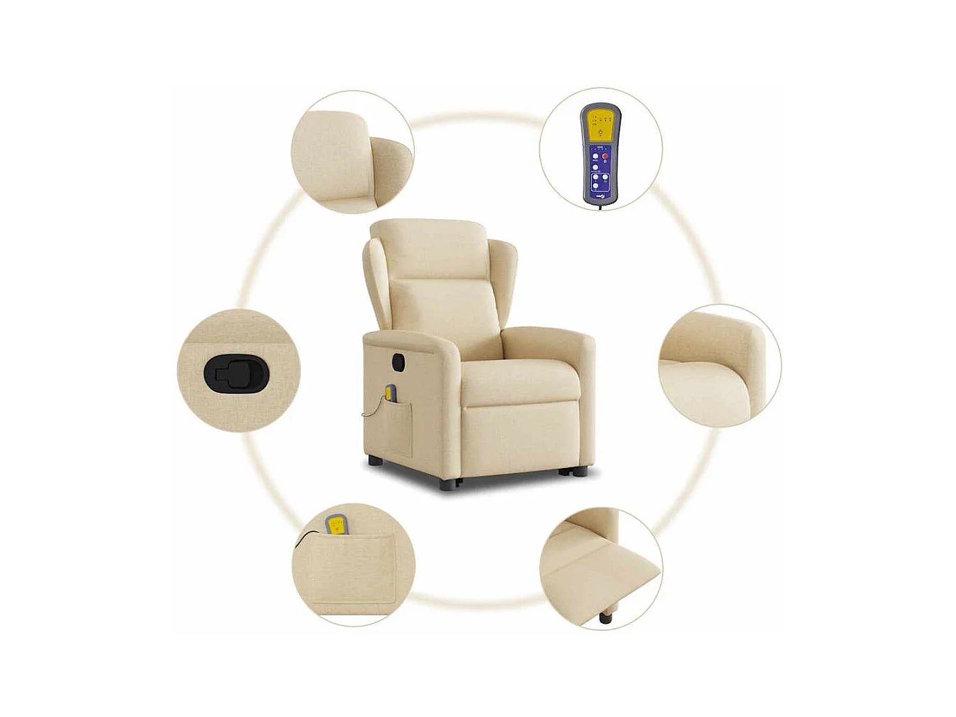 Silla de masaje reclinable de pie de tela color crema SHL5915