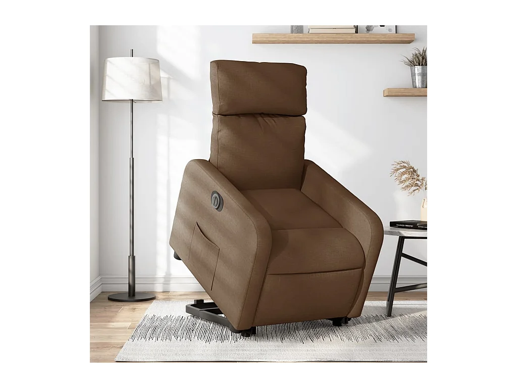 Fauteuil inclinable électrique-Chaise de relax-Fauteuil salon marron tissu SHL4330