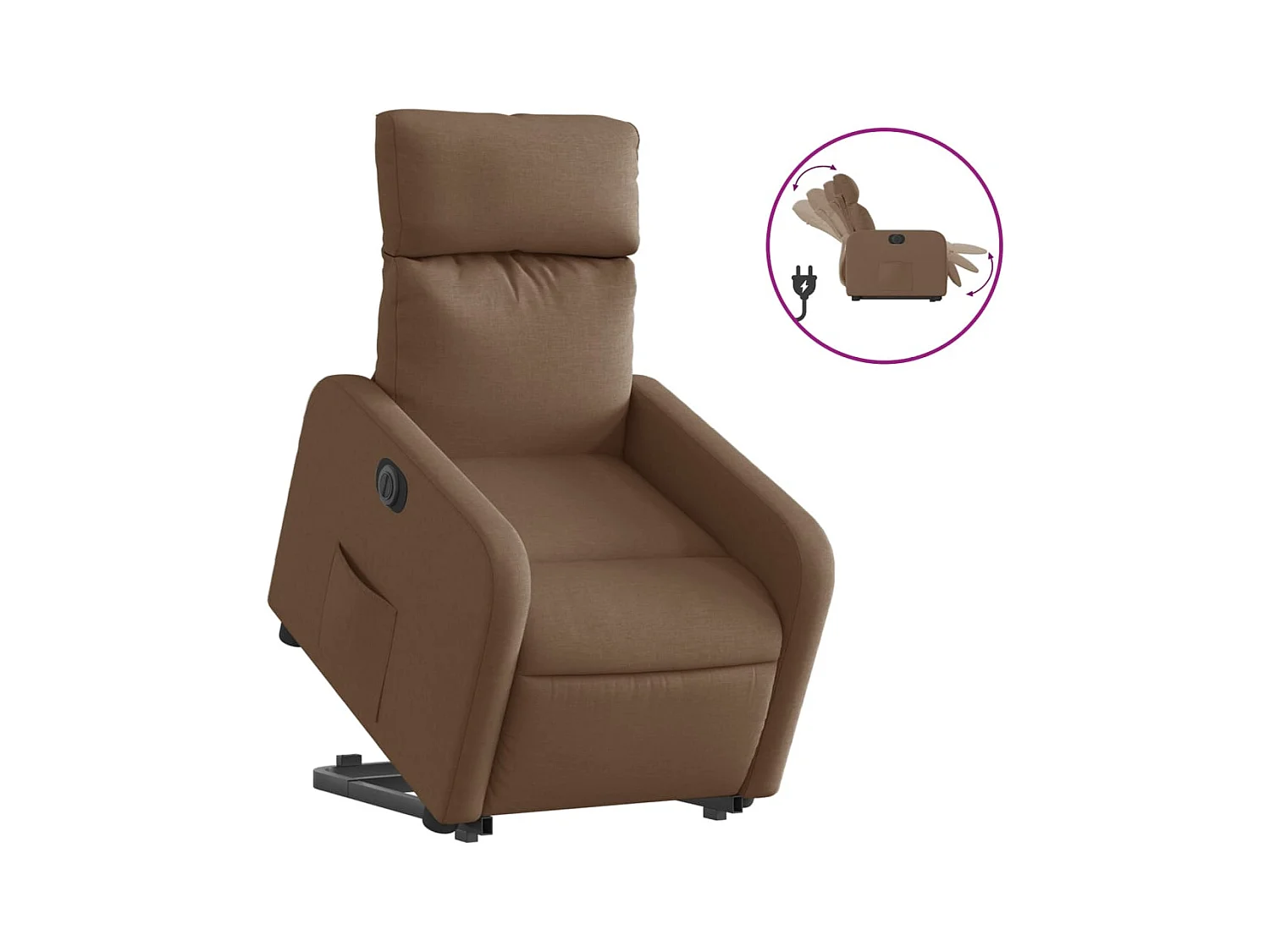 Fauteuil inclinable électrique-Chaise de relax-Fauteuil salon marron tissu SHL4330