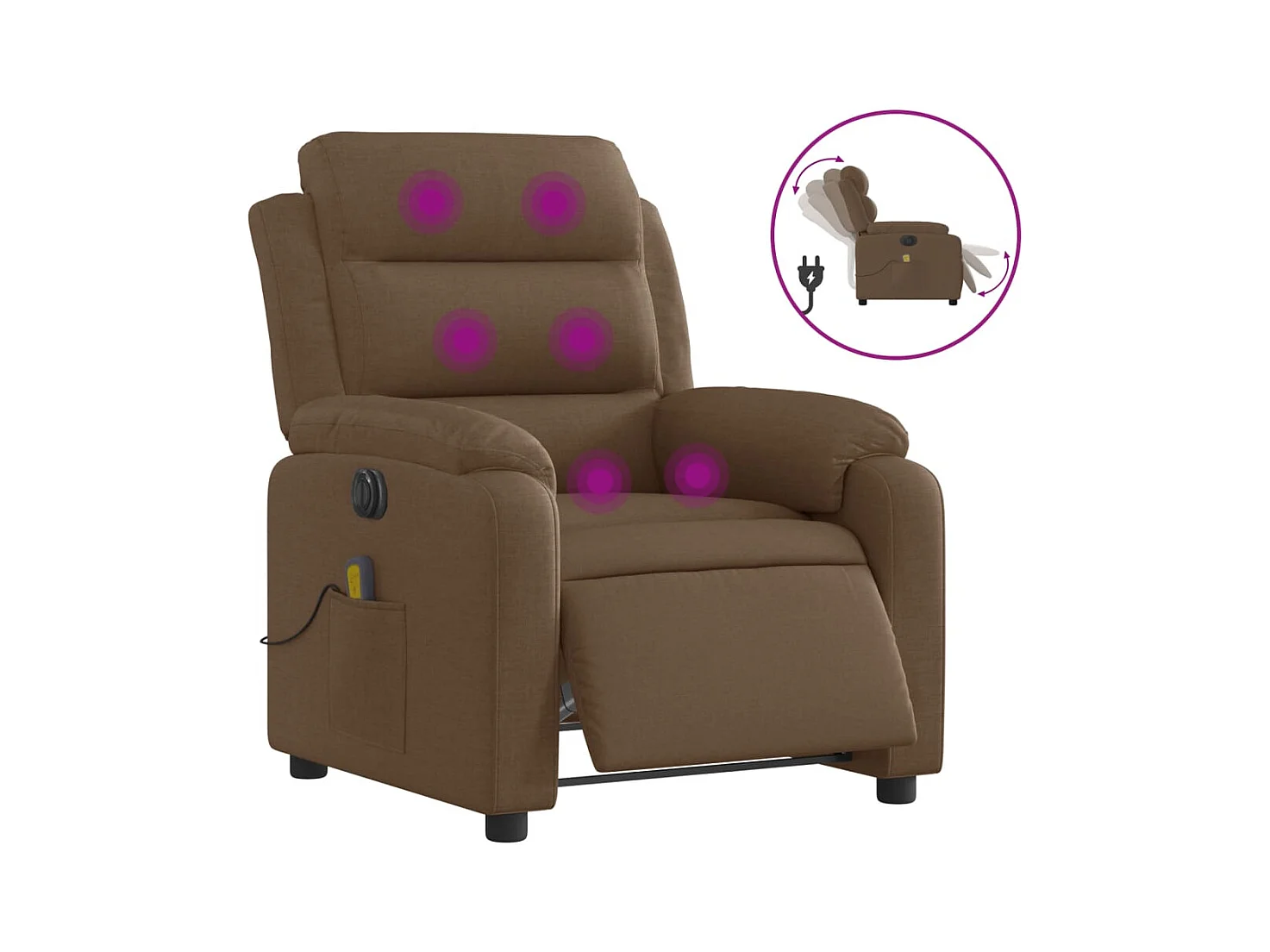 Sillón de relax | Sillón reclinable de masaje eléctrico tela marrón SHL9909