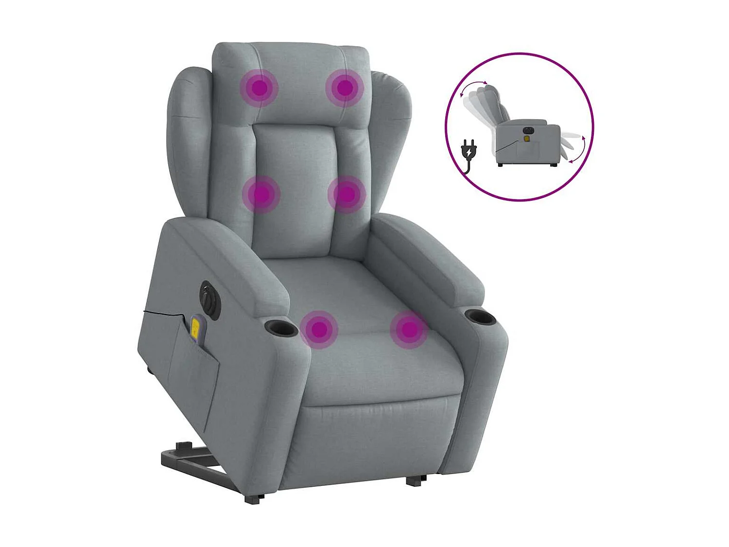 Fauteuil inclinable électrique-Chaise-Fauteuil de Massage Gris clair Tissu SHL1580