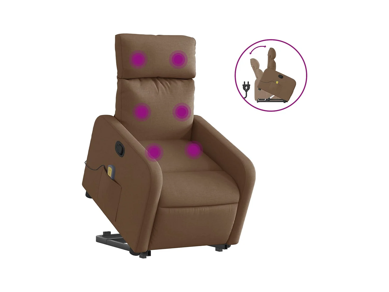 Fauteuil inclinable-Chaise de relax-Fauteuil de Massage Marron Tissu SHL5351
