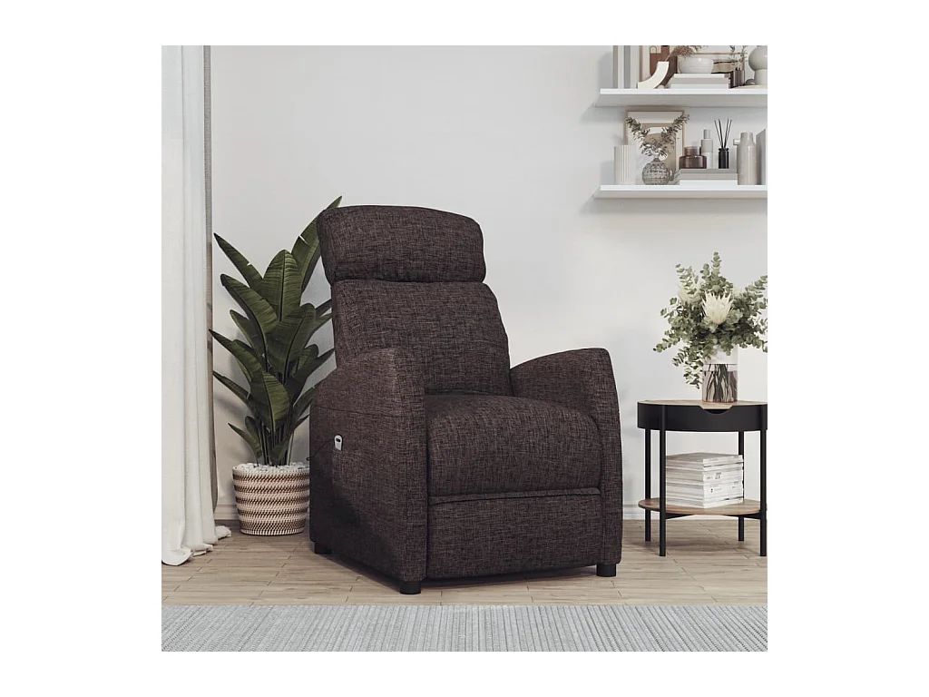 Silla de relax | Sillón elevable tela marrón oscuro SHL2873