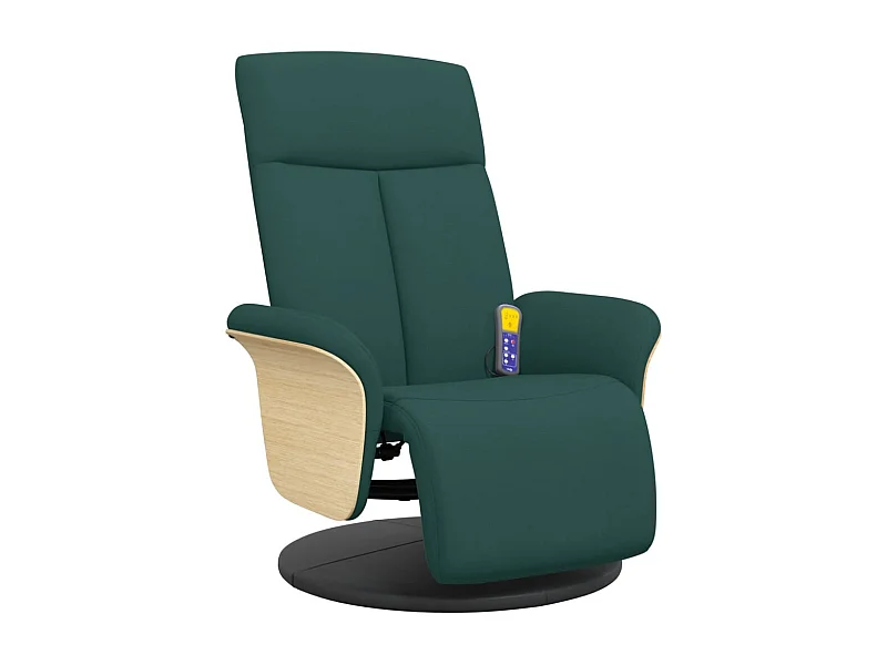 Sillón de relax | Sillón reclinable de masaje con reposapiés tela verde oscuro SHL3684