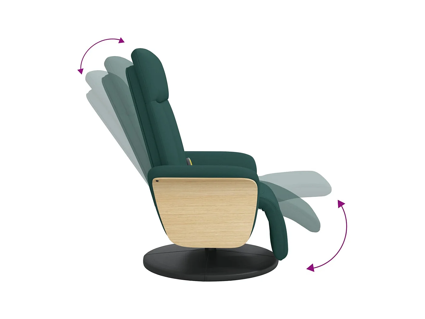 Sillón de relax | Sillón reclinable de masaje con reposapiés tela verde oscuro SHL3684