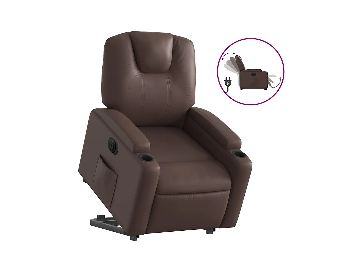 Fauteuil inclinable électrique-Chaise de relax-Fauteuil salon marron similicuir SHL5375