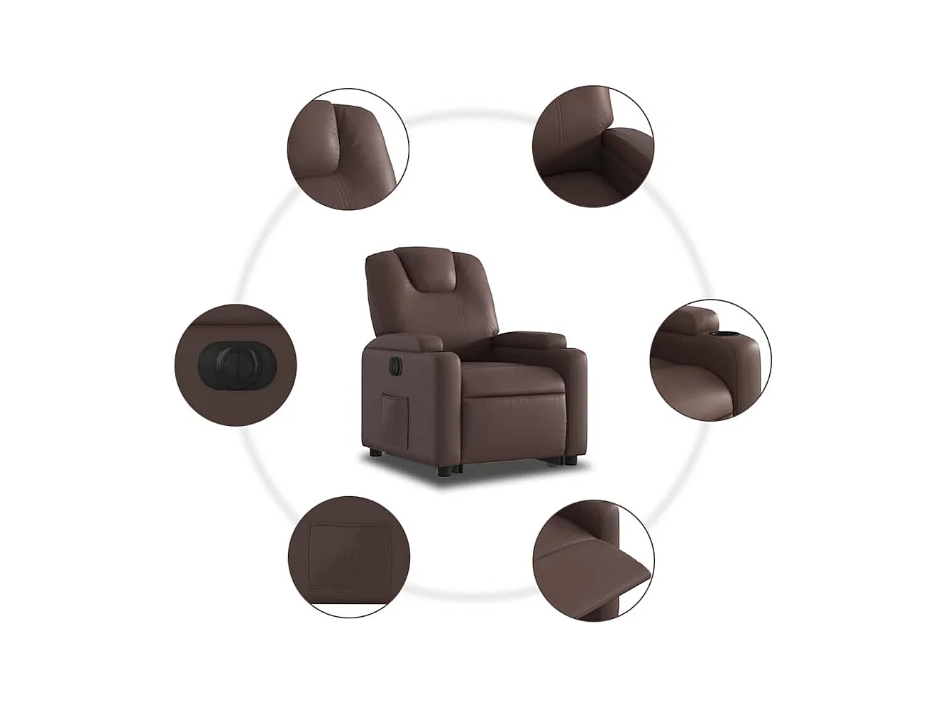Fauteuil inclinable électrique-Chaise de relax-Fauteuil salon marron similicuir SHL5375