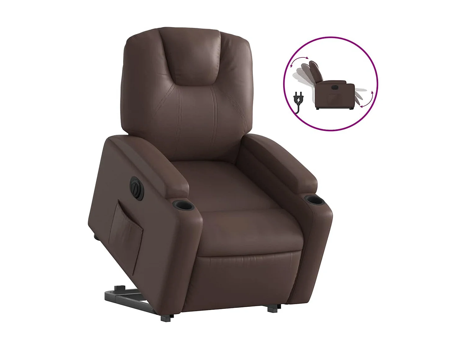 Relaxsessel mit Aufstehhilfe Elektrisch | Lounge Sessel indoor Braun Kunstleder SHL65638