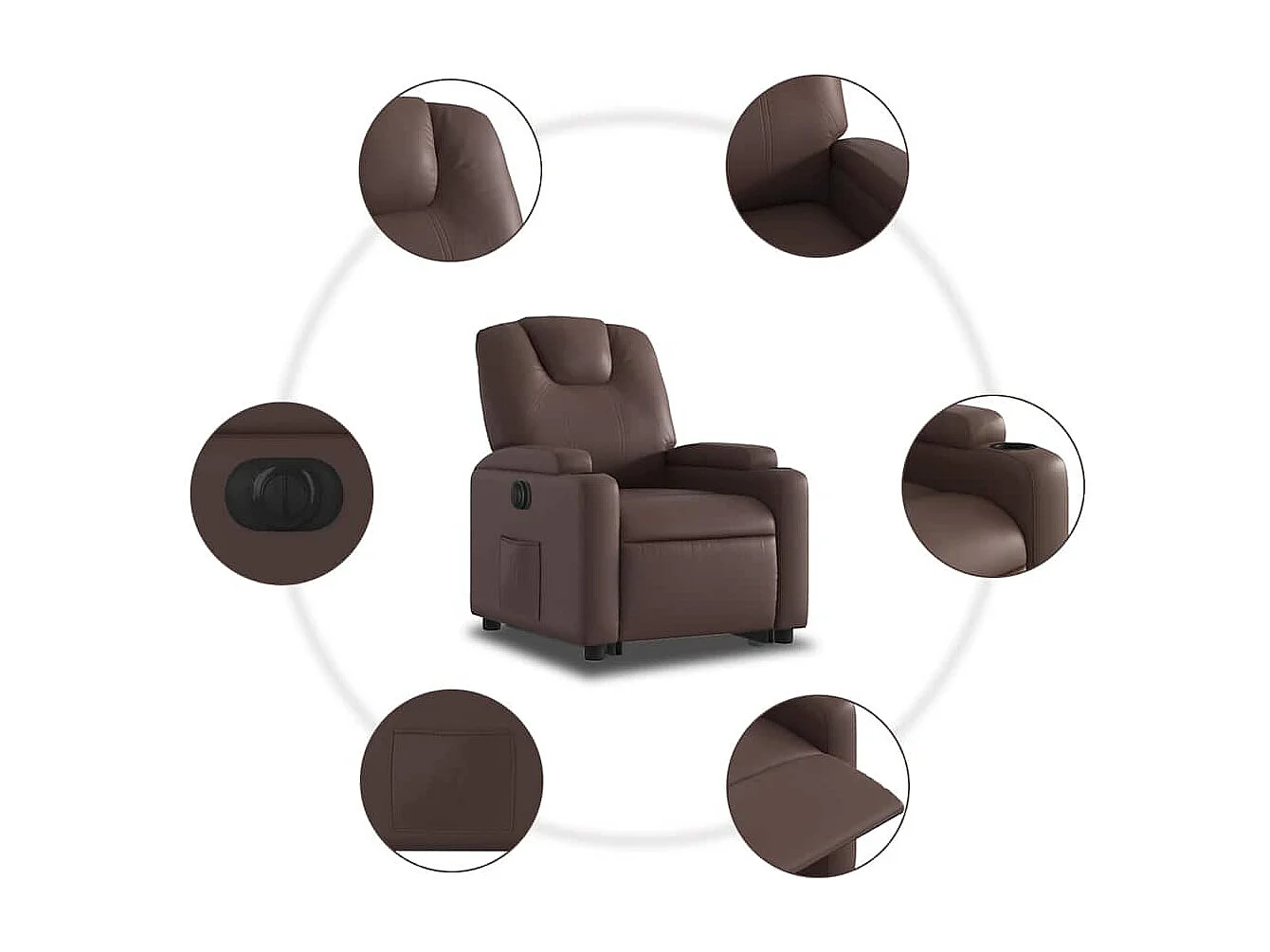 Relaxsessel mit Aufstehhilfe Elektrisch | Lounge Sessel indoor Braun Kunstleder SHL65638