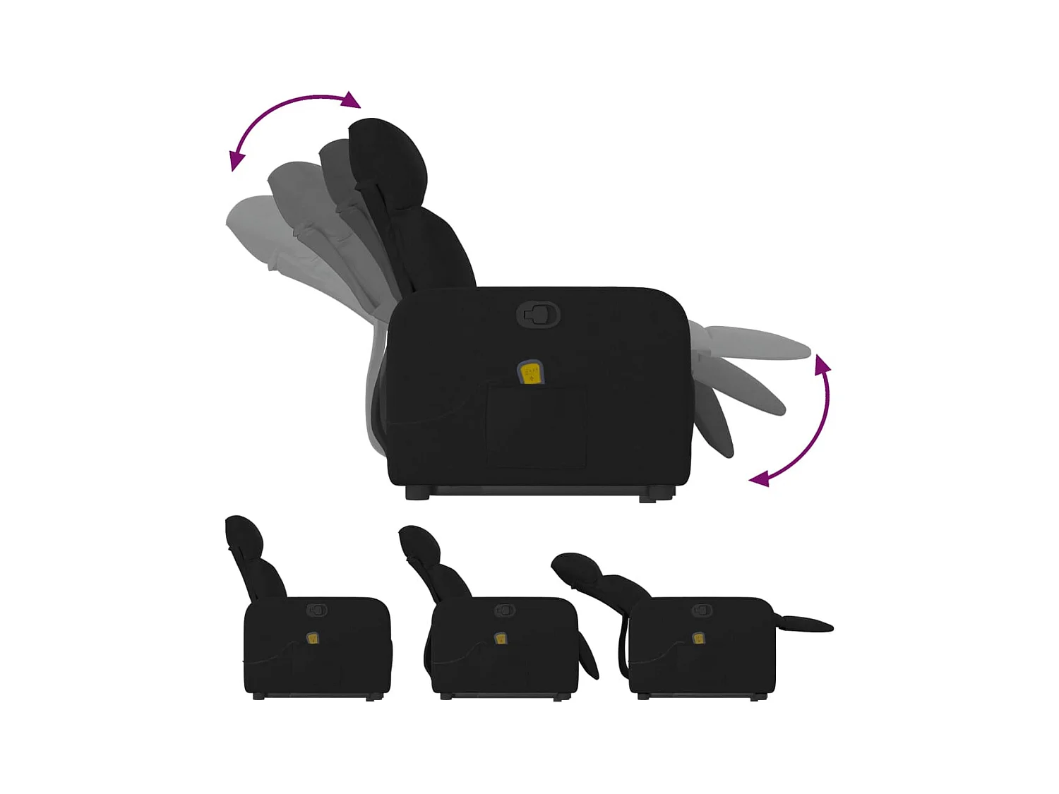 Sillón de relax | Sillón reclinable de masaje elevable tela negro SHL8558