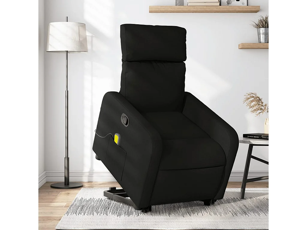 Fauteuil inclinable-Chaise de relax-Fauteuil de Massage Noir Tissu SHL4738