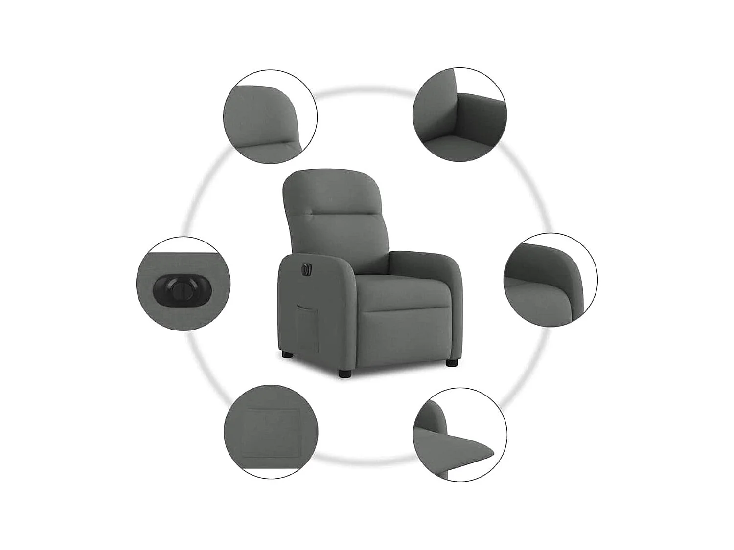 Sillón de relax | Silla | Sillón reclinable eléctrico de tela gris oscuro SHL9051