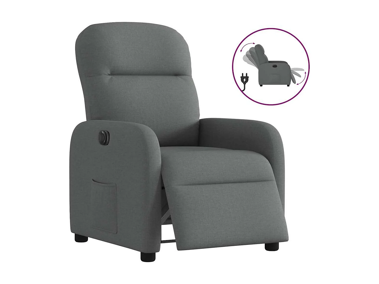 Fauteuil inclinable électrique-Chaise de relax-Fauteuil TV Gris foncé Tissu SHL5268