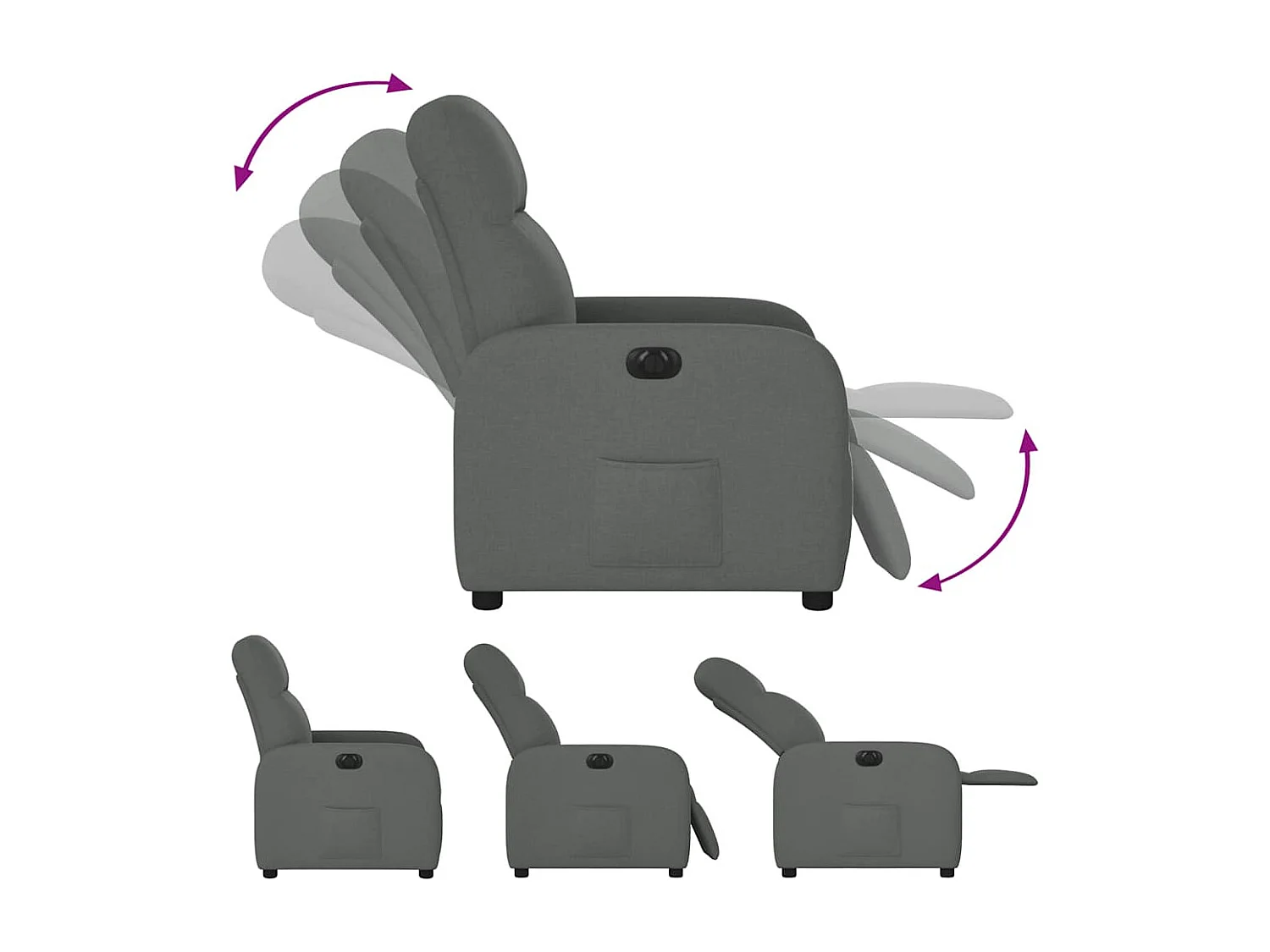 Fauteuil inclinable électrique-Chaise de relax-Fauteuil TV Gris foncé Tissu SHL5268