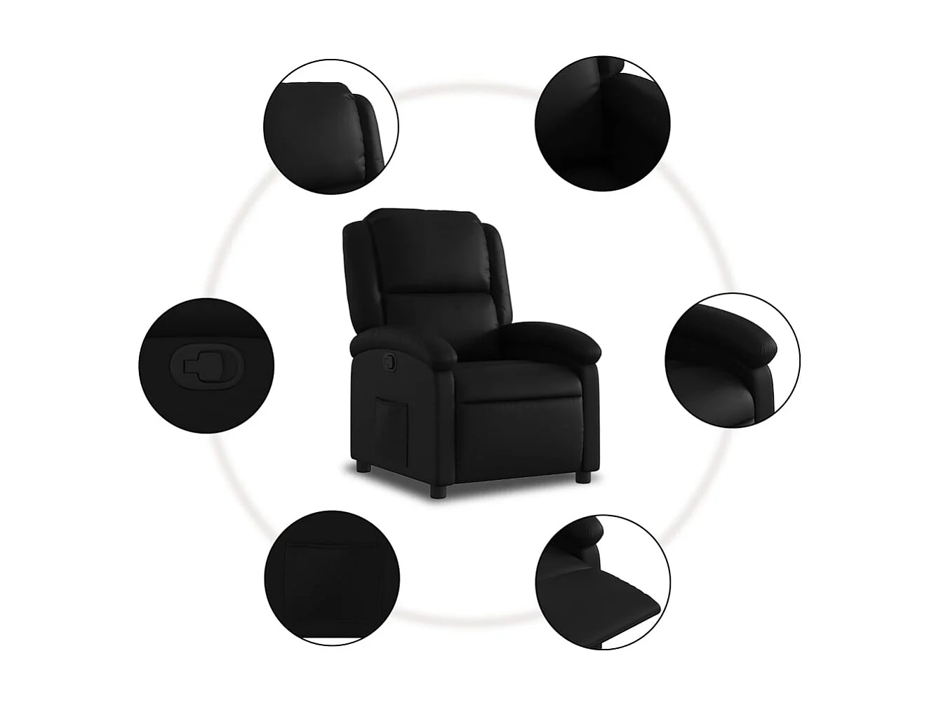 Relaxsessel | Lounge Sessel für Wohnzimmer Kunstleder Schwarz SHL28708