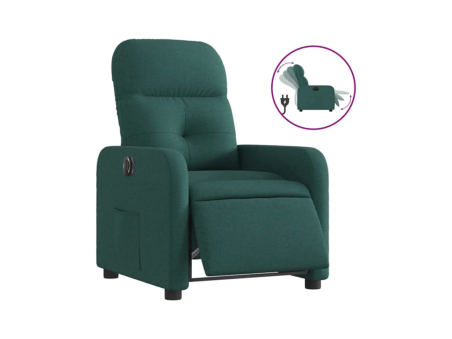 Fauteuil inclinable électrique-Chaise de relax-Fauteuil salon Vert foncé Tissu SHL5053