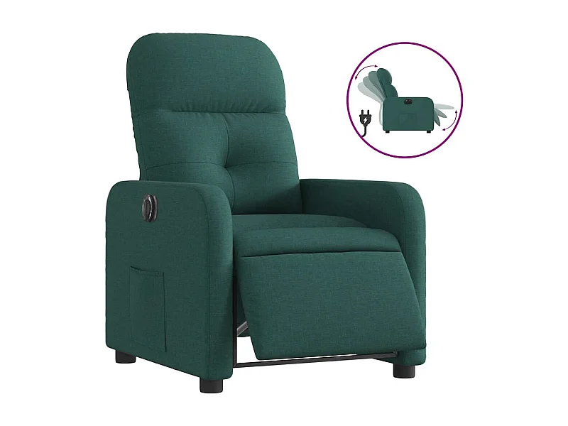 Fauteuil inclinable électrique-Chaise de relax-Fauteuil salon Vert foncé Tissu SHL5053