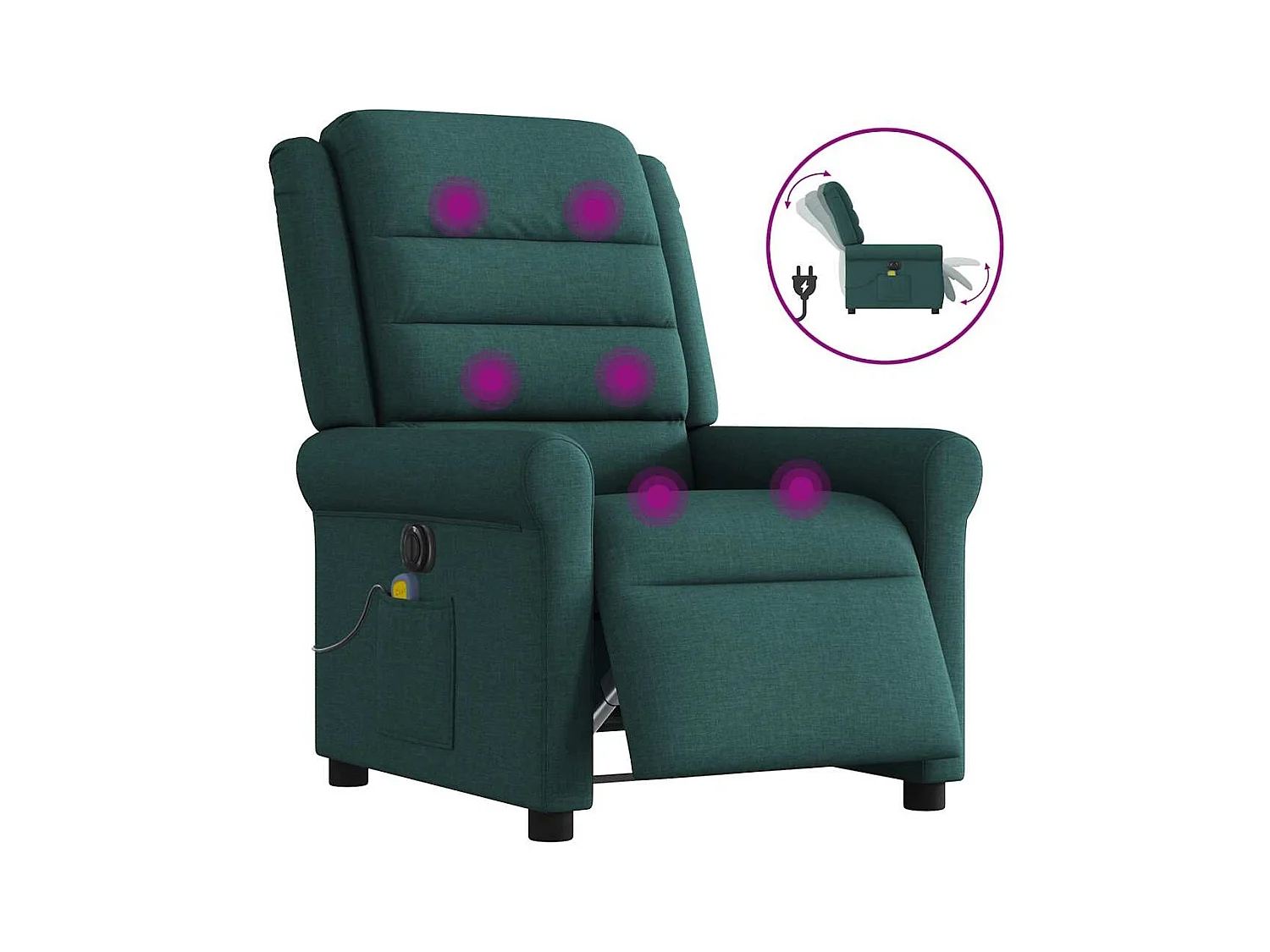 Sillón de relax | Sillón reclinable de masaje eléctrico tela verde oscuro SHL2057