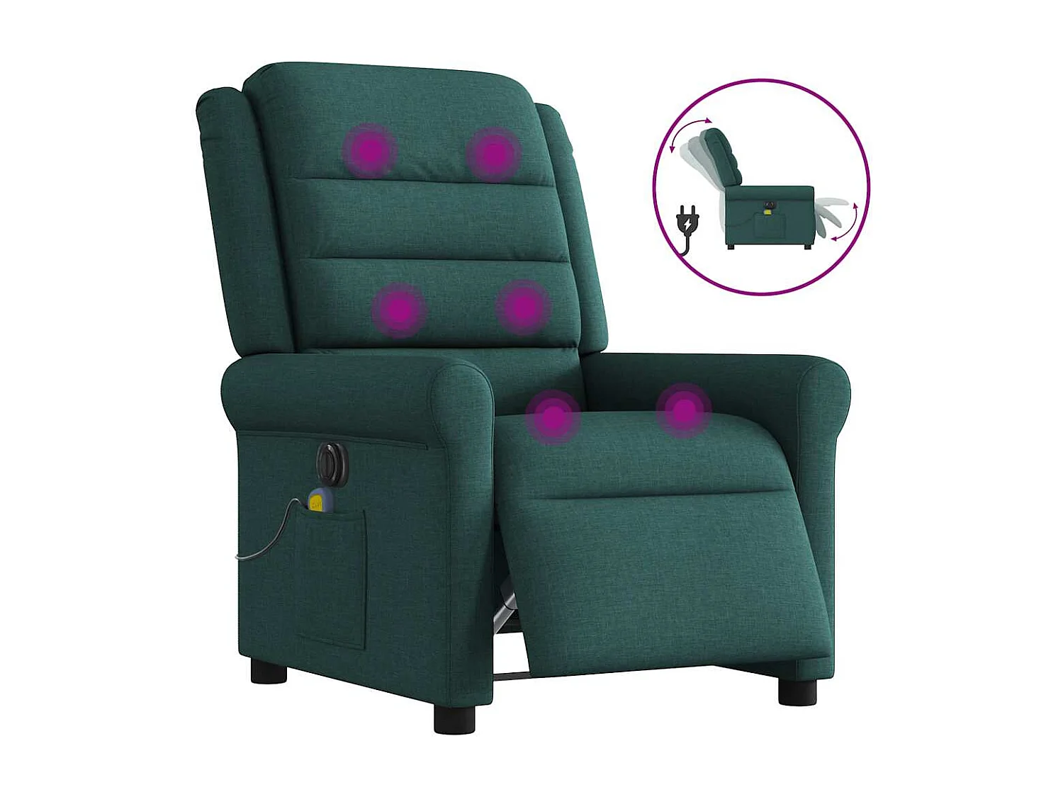 Fauteuil inclinable électrique-Fauteuil de massage de Salon Vert foncé Tissu SHL2953