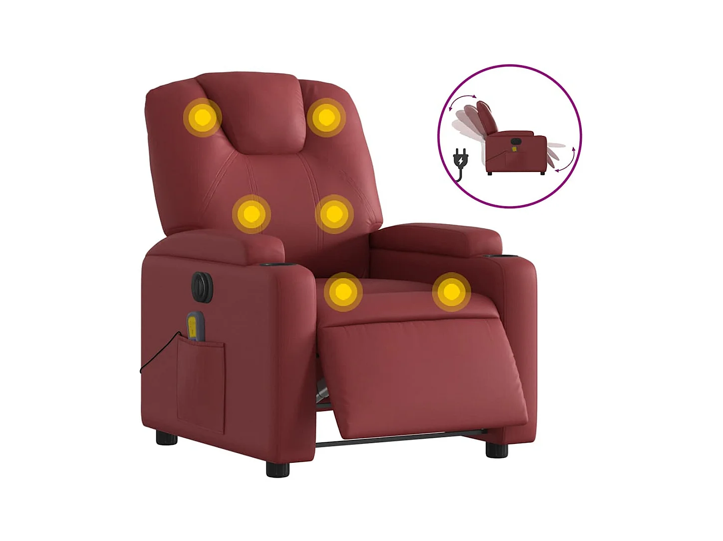 Fauteuil inclinable électrique-Fauteuil de massage pour Salon rouge bordeaux SHL3504