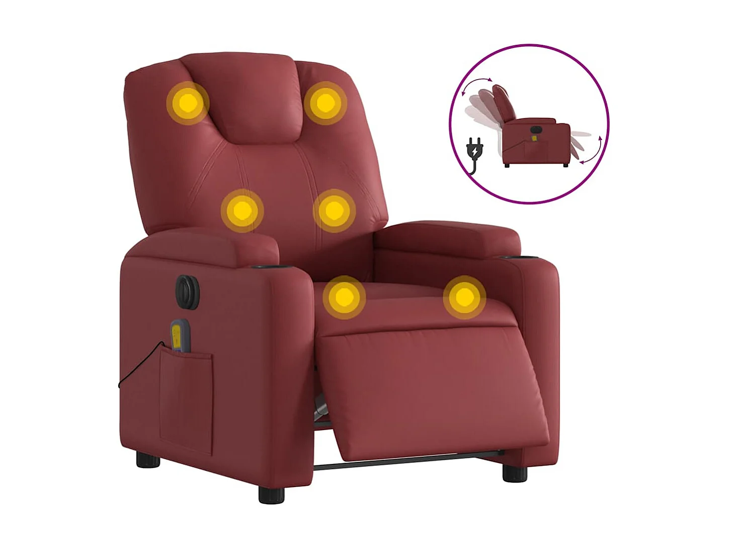 Massagesessel Elektrisch | Relaxsessel indoor Weinrot Kunstleder SHL57581
