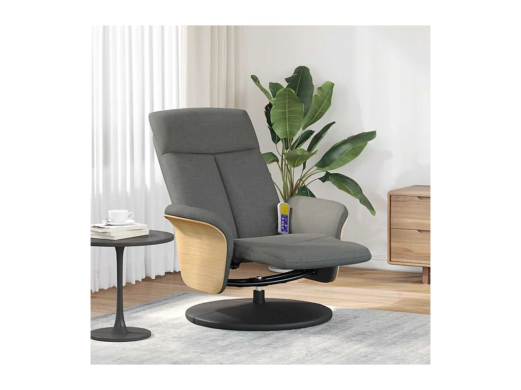 Sillón de relax | Sillón reclinable de masaje con reposapiés tela gris oscuro SHL4785