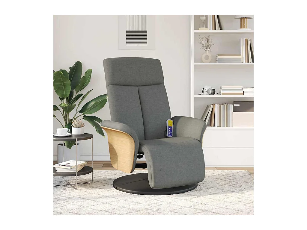 Sillón de relax | Sillón reclinable de masaje con reposapiés tela gris oscuro SHL4785