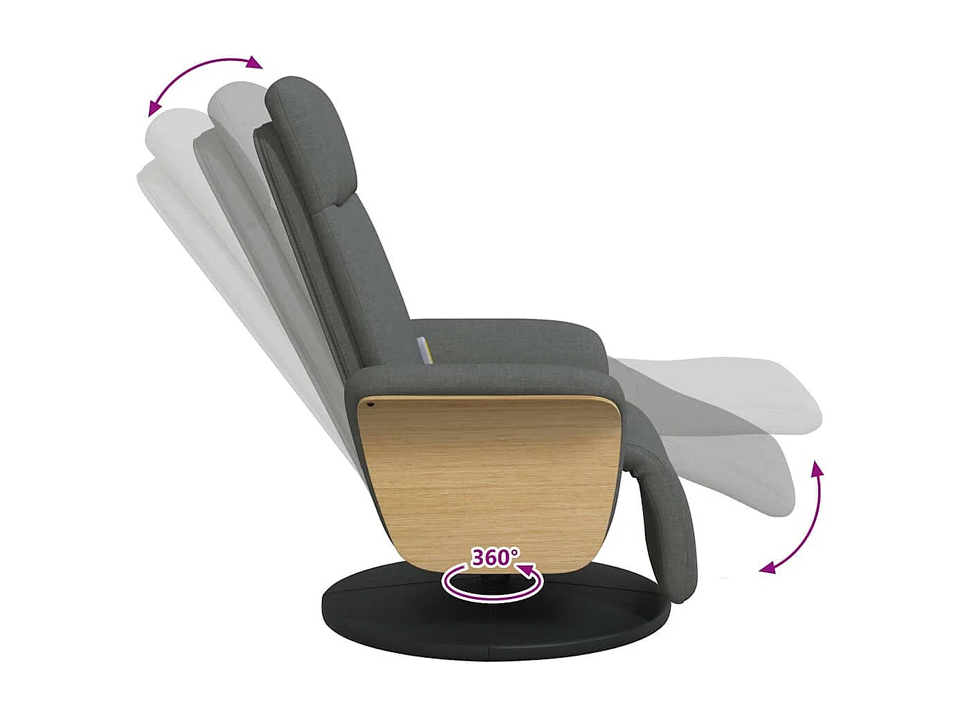 Sillón de relax | Sillón reclinable de masaje con reposapiés tela gris oscuro SHL4785